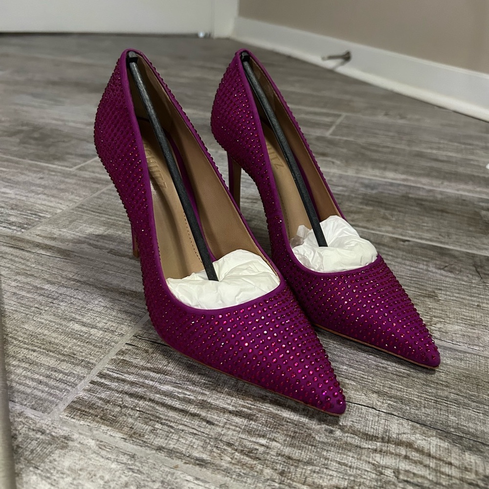Purple Stiletto Heels with Rhinestone